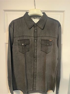 Afends Men's Charcoal Washed Button-Down Shirt